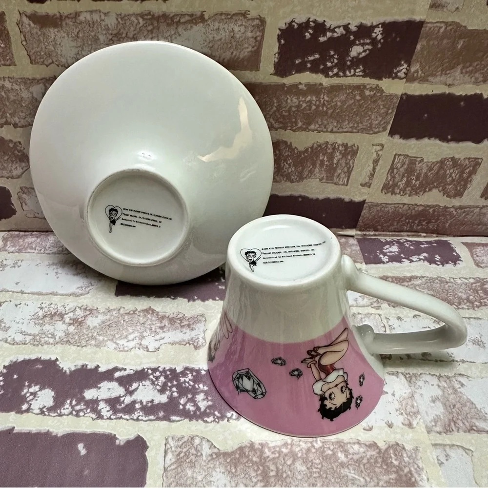 Betty Boop Pink and White Cup and Saucer Set